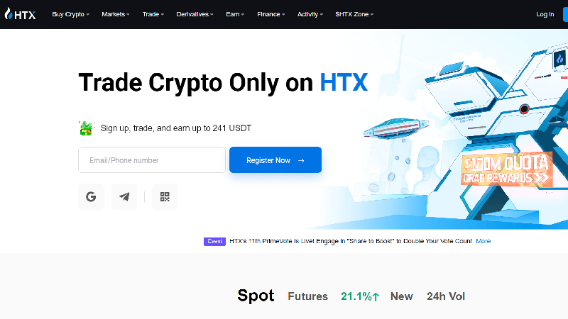 HTX Криптовалютная биржа с низкой комиссией.