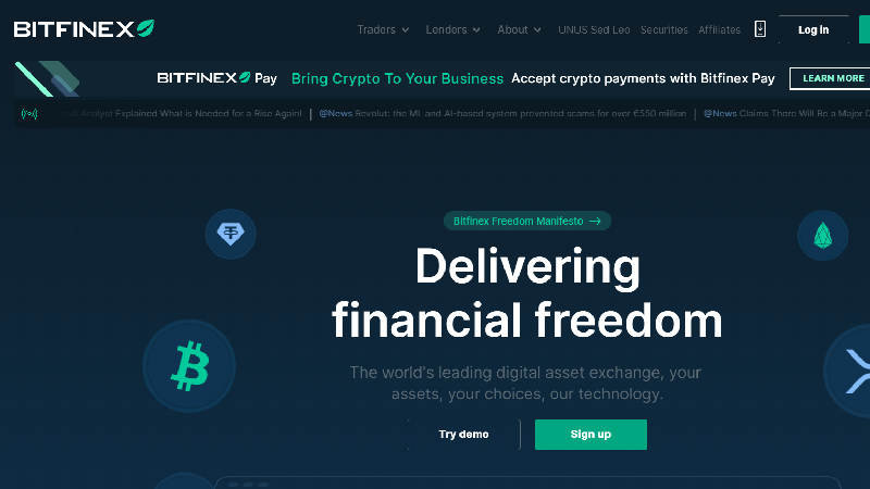 Криптовалютная биржа Bitfinex с низкой ставкой.
