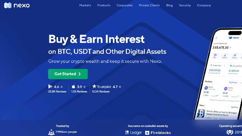 Криптовалютная биржа Nexo с низкой комиссией.