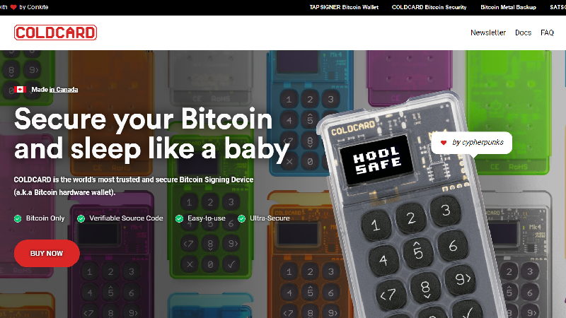 ColdCard анонимный криптокошелек с no-KYC.