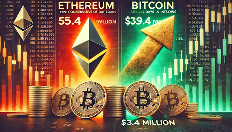 ETF на Bitcoin лидируют по притокам по сравнению с оттоками Ether.