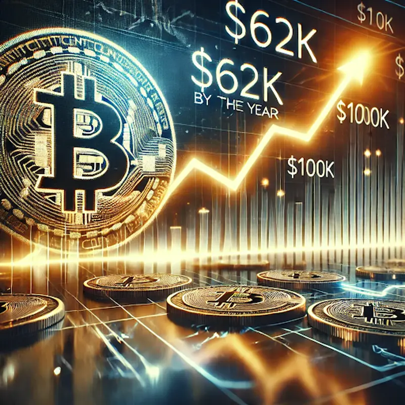 График биткоина, показывающий скачок цены до $62K