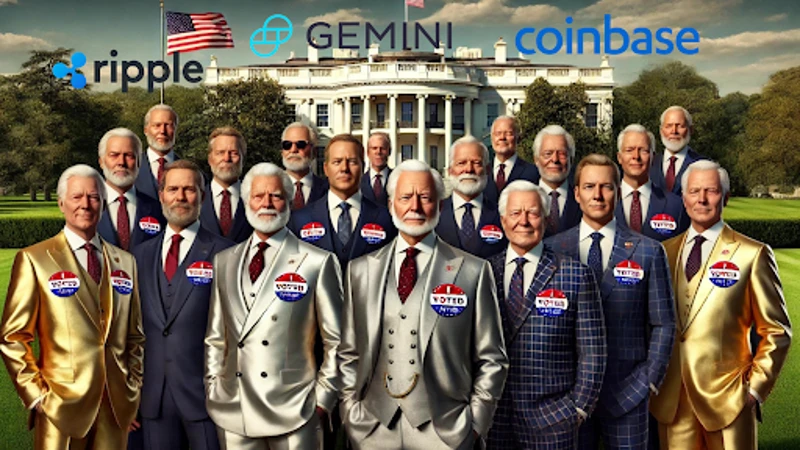 Кэмерон и Тайлер Уинклвосс с политическим деятелем, стоящим на фоне американского флага